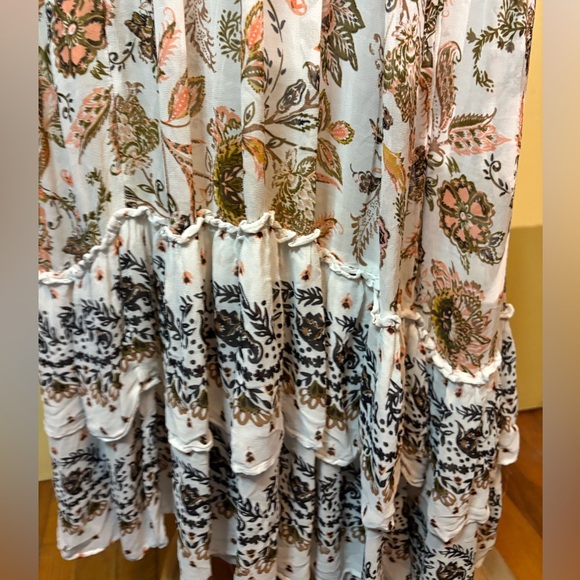 Anthropologie Cream Maxi Dress with Brown Floral Print - Picture 10 of 14